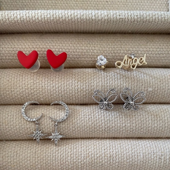 Sterling silver earrings, a set of 4 - Picture 1 of 6